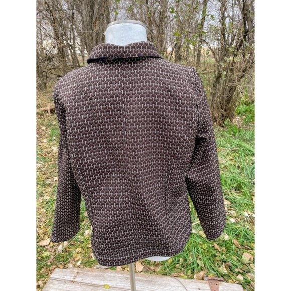 Vintage quilted Reversible Blazer Jacket Abstract blue Brown - Picture 9 of 12